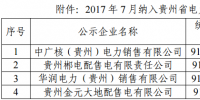 7月貴州電力市場主體目錄售電公司名單:中廣核、<font color=