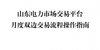 圖解|山東電力市場交易平臺(tái)月度雙邊交易流程操作指南