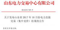 山東2017年10月份電力直接交易(集中競價)達(dá)成交易電量332300兆瓦時