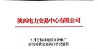 《7、8、9月份榆林地區(qū)自備電廠清潔能源交易執(zhí)行情況通報》