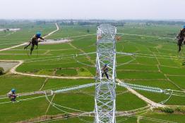 高空架設(shè)電力“大動脈”確保秋糧豐產(chǎn)豐收