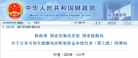 財(cái)政部、國(guó)家發(fā)展改革委、國(guó)家能源局公布可再生能源電價(jià)附加資金補(bǔ)助目錄（第七批）