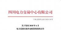 四川2018年6月電力直接交易火電優(yōu)先計劃145萬兆瓦時 加權均價402.91元/兆瓦時