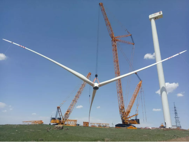 陸上風電重器：三一重能第一臺3.4MW風電機組順利完成吊裝！