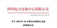 四川2018年10月事后合同轉(zhuǎn)讓交易:省內(nèi)成交電量1.55192億千瓦時(shí)
