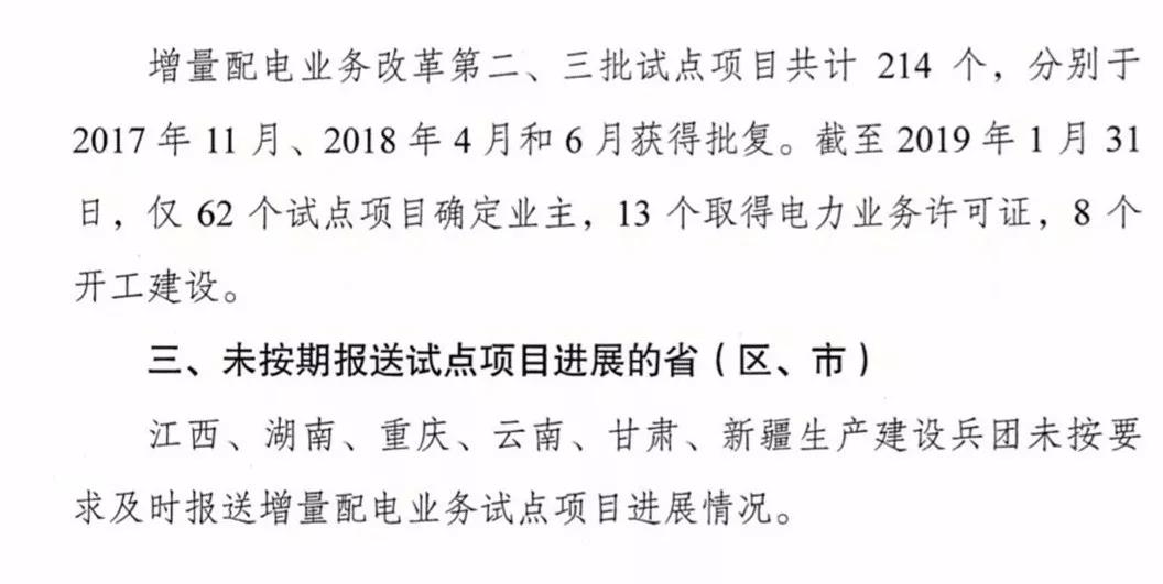 增量配電項目進(jìn)展情況通報，第二、三批試點項目應(yīng)于5月底前確定業(yè)主