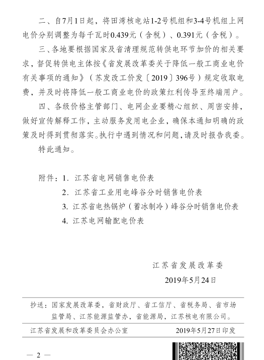 江蘇第二次降電價！一般工商業(yè)及其它用電類別電價降4.15分/度